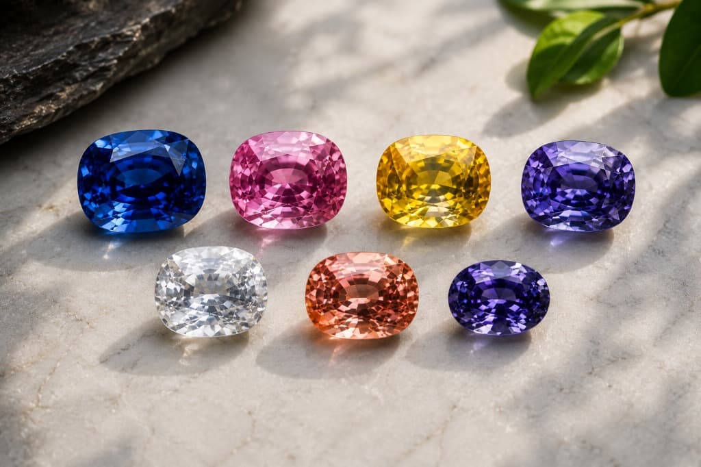 Different colors associated with natural sapphire